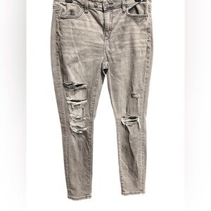 American Eagle light Grey Distressed Jeans Next Level Stretch Denim Jeans